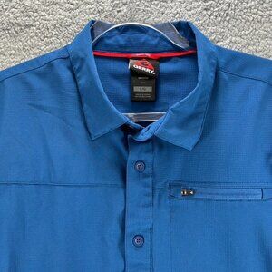 Gerry‎ Shirt Men's Large Blue Short Sleeves  Stretchy Woven Active